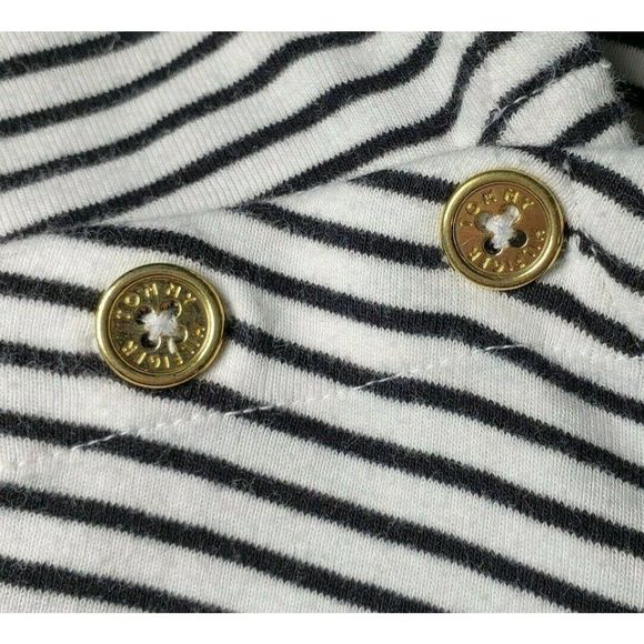 Tommy Hilfiger White Black Striped Boat Neck Top Tee XL EUC - Picture 4 of 6